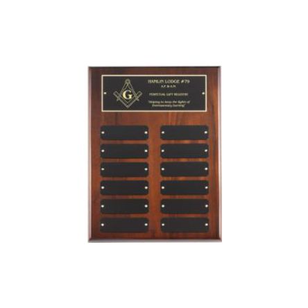 Perpetual Plaque - 9" x 12" | Genuine Walnut Plaque with 12 Black Brass Plates Decade Awards