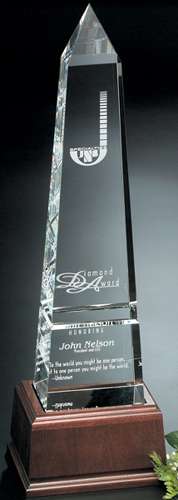 Pinnacle Peak with Base Corporate Award | Engraved Towering Crystal Peak - 26 Inch Tall Decade Awards