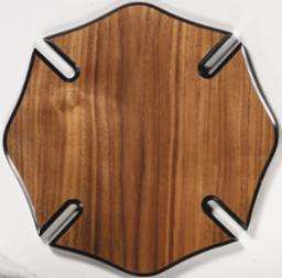 Plaque - Fireman Maltese Cross | Engraved Fireman Walnut Plaque - 10" x 10" Decade Awards