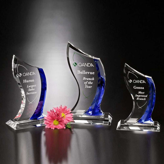 Potomac Indigo Crystal Corporate Award | Engraved Corporate Award - 8", 9" or 10" Decade Awards