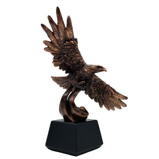 Eagle Trophy | Bronze Resin Finish | Personalized Eagle Award | 12.5 Inches Tall