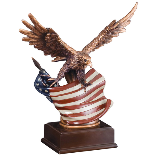 Eagle Trophy | Personalized Eagle and Flag Award | 12 Inches Tall