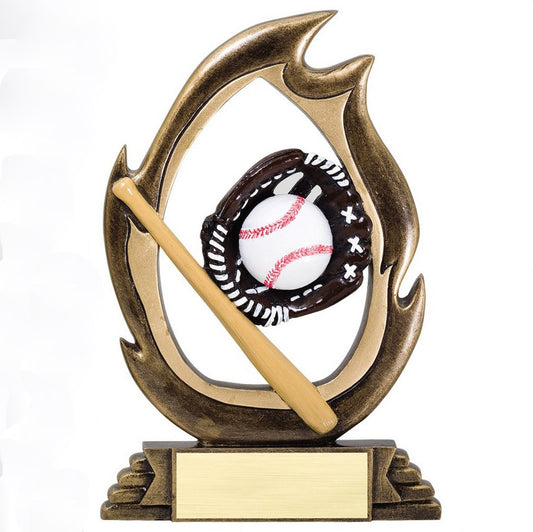 Baseball Trophy | Personalized Baseball Flame Series Award | 7.25 Inches Tall | CLEARANCE