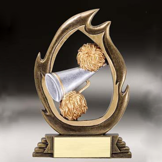 Cheerleading Trophy | Personalized Cheer Flame Series Award | 7.25 Inches Tall | CLEARANCE