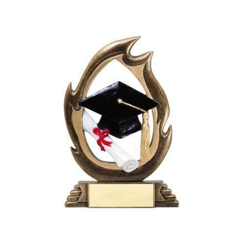 Graduate Flame Series Trophy | Engraved Graduation Award - 7.25 Inch Tall - CLEARANCE Decade Awards