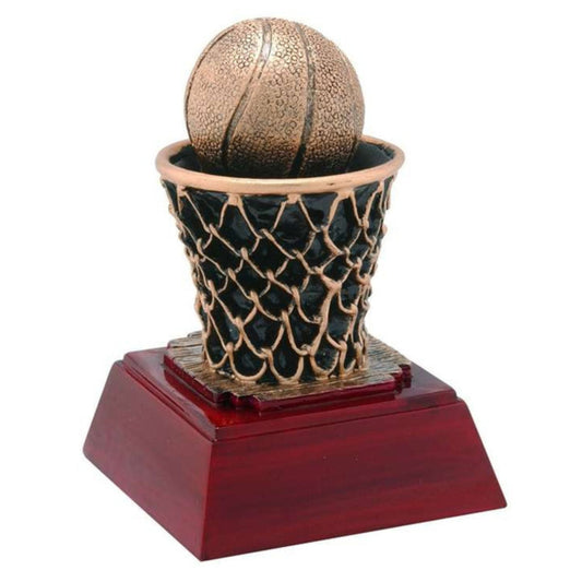 Basketball Sculptured Trophy | Engraved Basketball Award- 4 Inch Tall Decade Awards