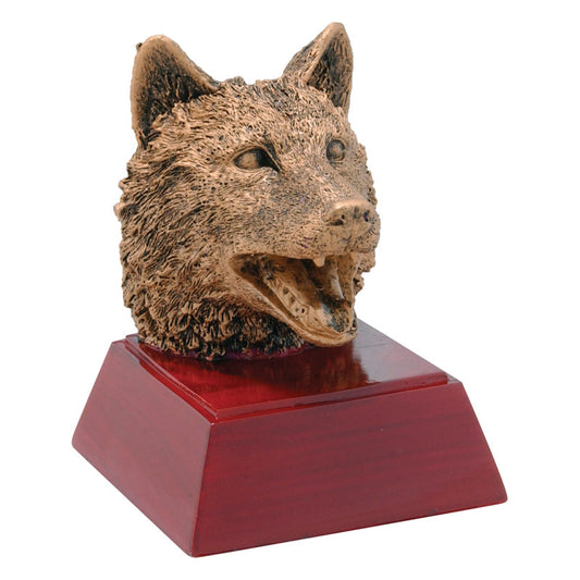 Wolf Trophy | Sculptured Mascot | Personalized Wolf Award | 4 Inches Tall
