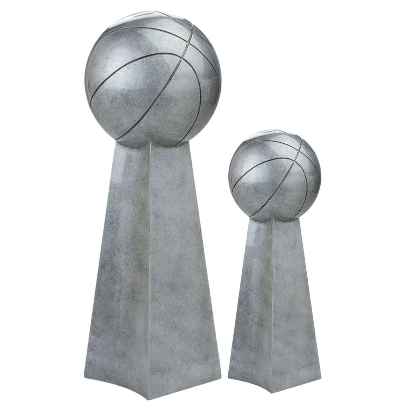 Basketball Silver Tower Trophy | Engraved Hoops 3-on-3 League Championship Award - 9.5 or 14 Inch Tall Decade Awards