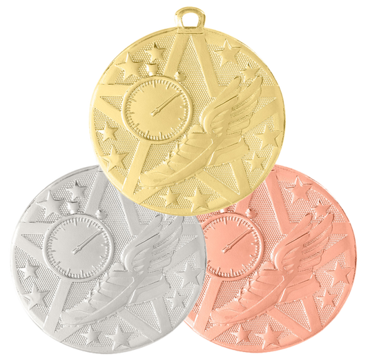 Personalized Track Medal with Ribbon | Gold, Silver or Bronze | Superstar Medal | 2 Inches Wide