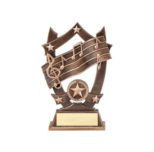 Music 3D Gold Sport Stars Trophy | Engraved Music Award - 6.25 Inch Tall