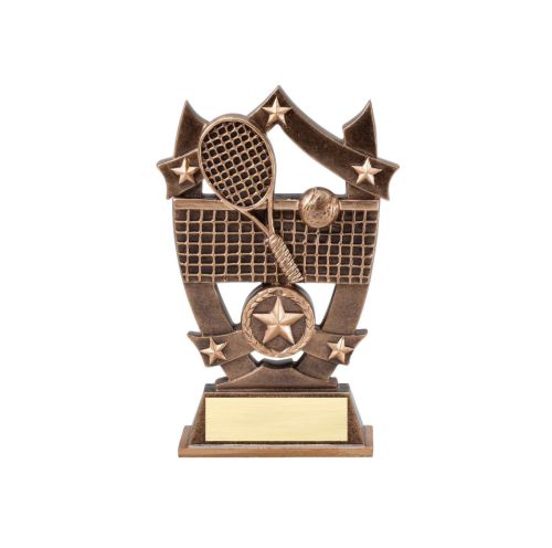 Tennis 3D Gold Sport Stars Trophy | Engraved Tennis Award - 6.25 Inch Tall