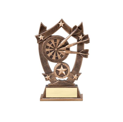 Darts 3D Gold Sport Stars Trophy | Engraved Bullseye Award - 6.25 Inch Tall Decade Awards