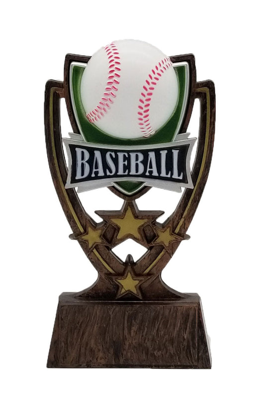 Baseball Four Star Trophy | Engraved Baseball Award - 6 Inch Tall