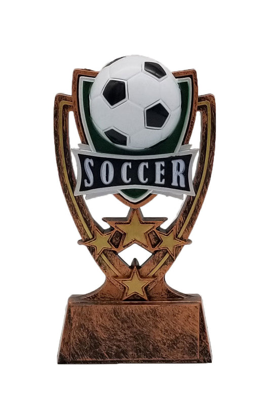 Soccer Four Star Trophy | Engraved Soccer Award - 6 Inch Tall