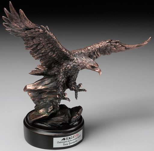 Soaring Eagle Bronze Corporate Trophy with free custom engraving from Decade Awards