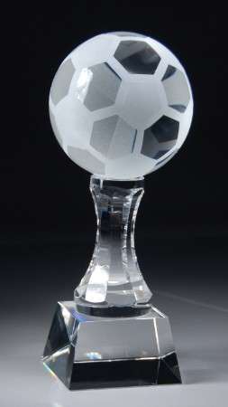 Soccer Ball Crystal Trophy- 10 Inch Tall | Engraved Fútbol Award Decade Awards