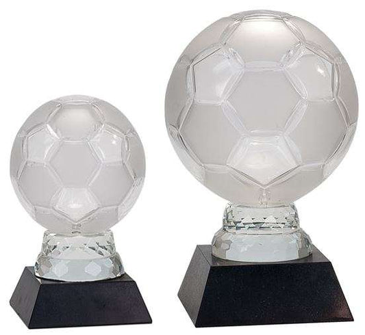 Soccer Ball Glass Trophy | Engraved Soccer Award - 6.25 or 12 Inch Tall Decade Awards