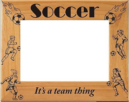Soccer "It's a Team Thing" Picture Frame - Female | Laser Engraved Wood Frame - 3 Sizes Decade Awards