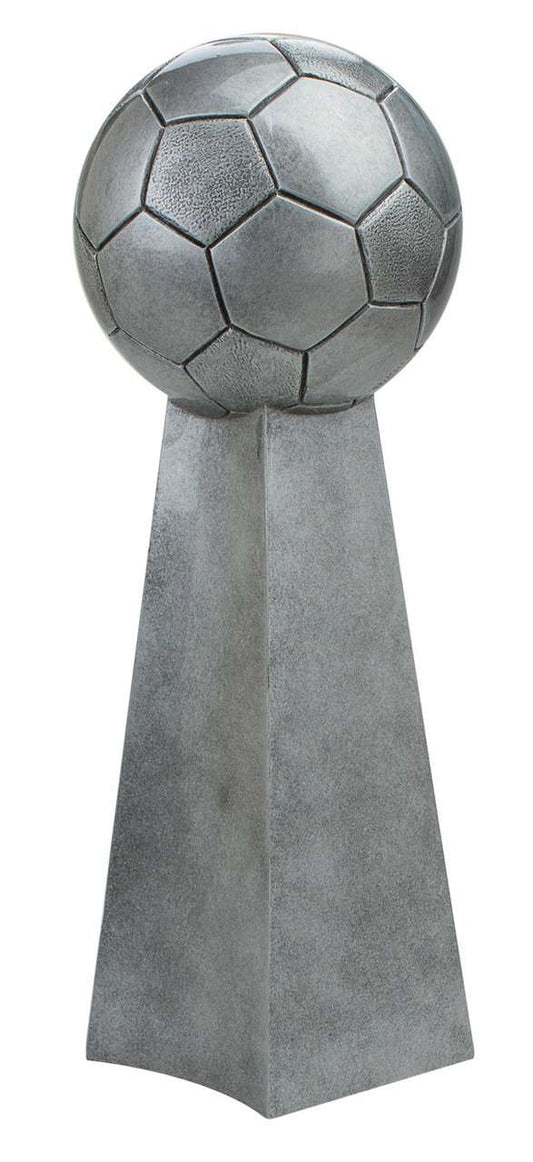 Soccer Silver Tower Trophy | Engraved Fútbol League Championship Award - 9.5 or 14 Inch Tall Decade Awards