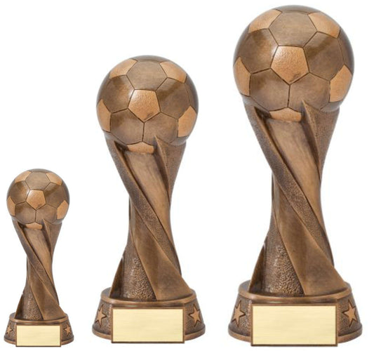 Soccer Spiral Bronze Sculpture Trophy | Engraved Fútbol Award - 5.5, 9 or 10.5 Inch Tall Decade Awards