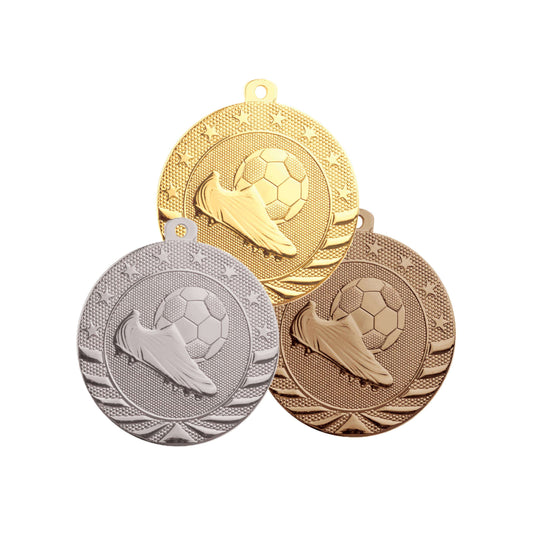Soccer StarBrite Medal - Gold, Silver, Bronze | Engraved StarBrite Soccer Medallion - 2 Inch Wide Decade Awards