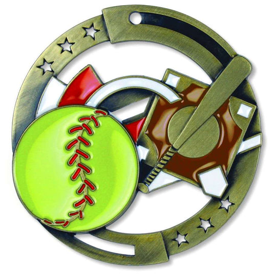 Softball M3XL Medal | Engraved Slow / Fast Pitch Medallion - CLEARANCE Decade Awards