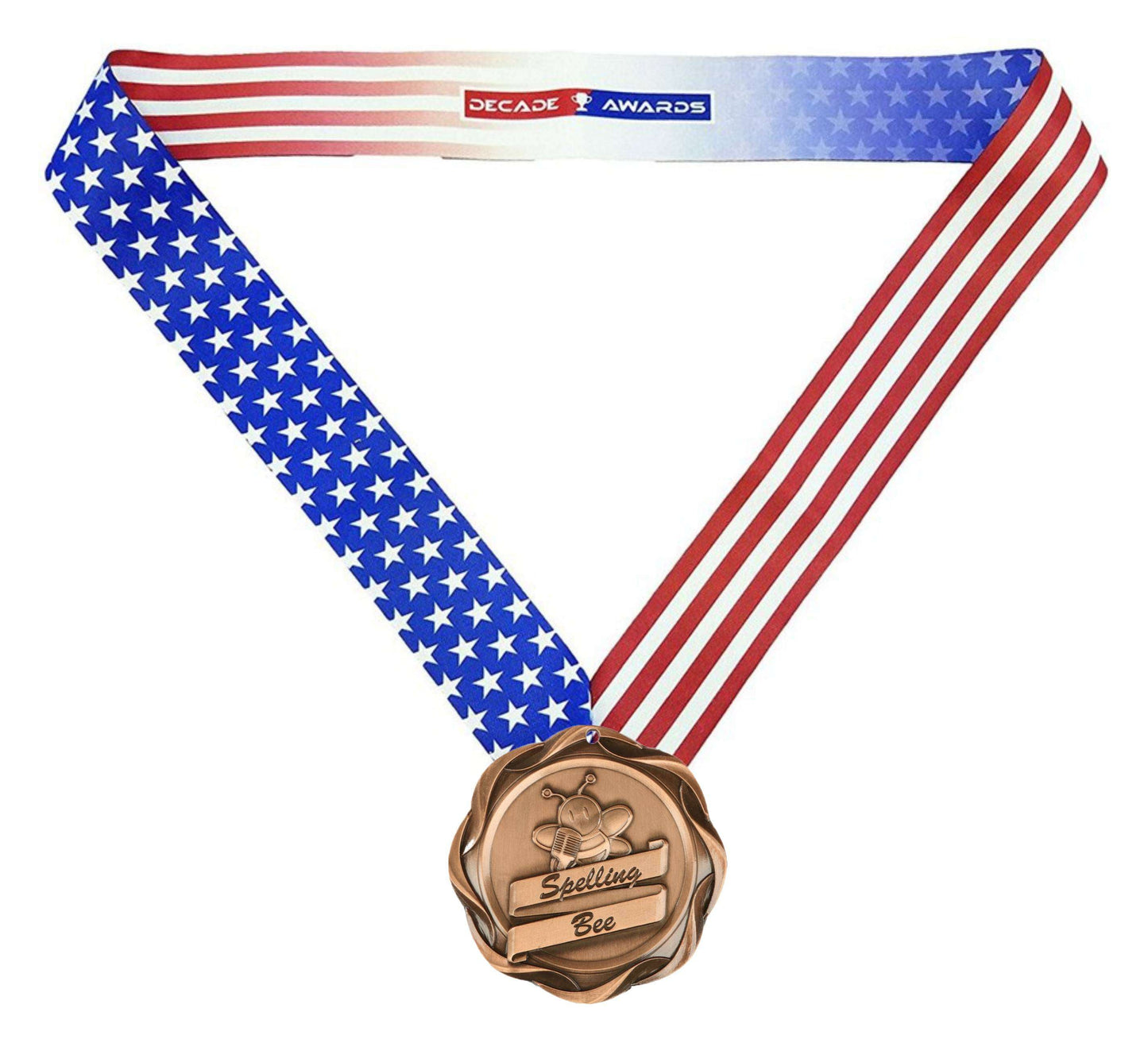Spelling Bee Fusion Medal- Gold, Silver or Bronze | Engraved Spelling Medallion - 3 Inch Wide Decade Awards
