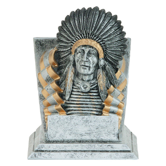 Indian Chief Spirit Mascot Trophy | Engraved Indian Chief Award - 4 Inch Tall Decade Awards
