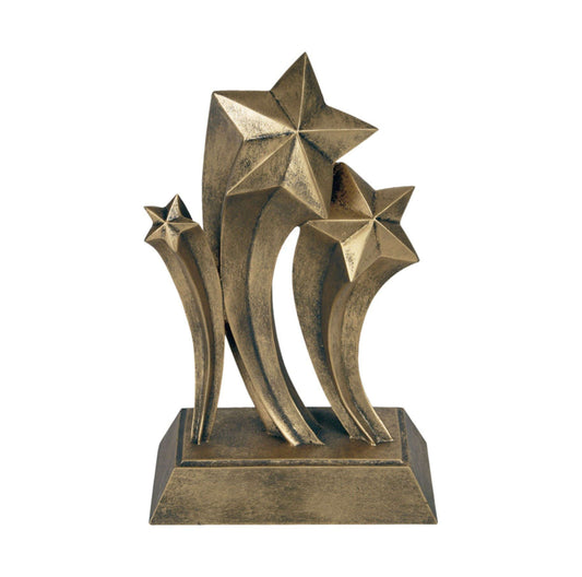 Star Award - Gold | Engraved Triple Shooting Star Trophy - 7.25" Tall Decade Awards
