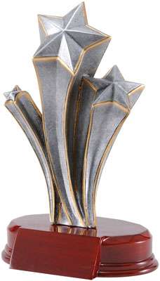 Star Award - Silver & Gold | Engraved Triple Shooting Star Trophy - 7.25" Tall Decade Awards