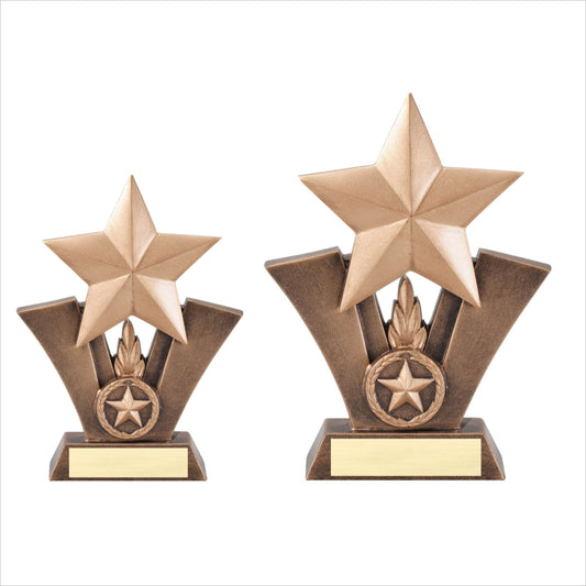 Star Victory Sculpture Trophy | Engraved Gold Star Award - 6 or 7.5 Inch Tall Decade Awards