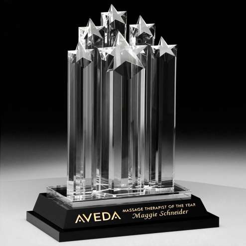 Starburst Crystal Trophy | Engraved Star Corporate Award - 12" Tall Decade Awards
