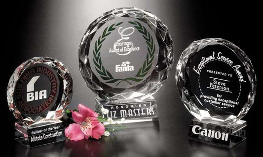 Sundance Crystal Corporate Award | Engraved Crystal Award - 4", 5" or 6" Diameter Decade Awards