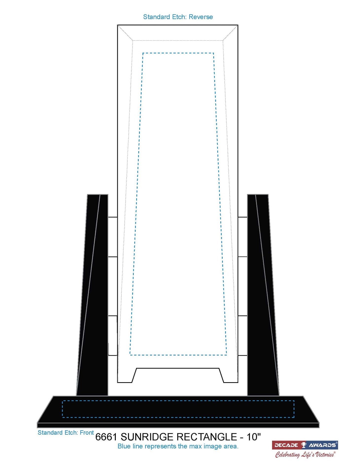 Sunridge Crystal Corporate Award | Engraved Crystal and Black Glass Award - 10" Tall Decade Awards