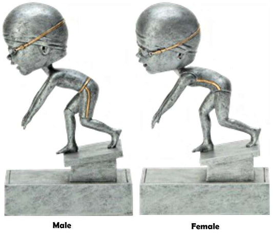Swimming Bobblehead Trophy - Male / Female Decade Awards