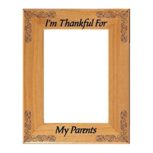 Thanksgiving Picture Frame, Scrolled Corners - Personalized | Laser Engraved Wood Frame - 3 Sizes Decade Awards