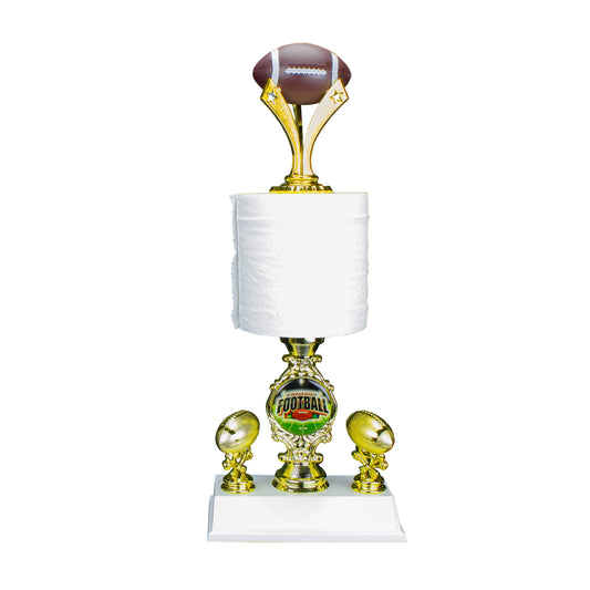Fantasy Football Last Place Toilet Paper Trophy with football topper custom engraved loser award – Decade Awards