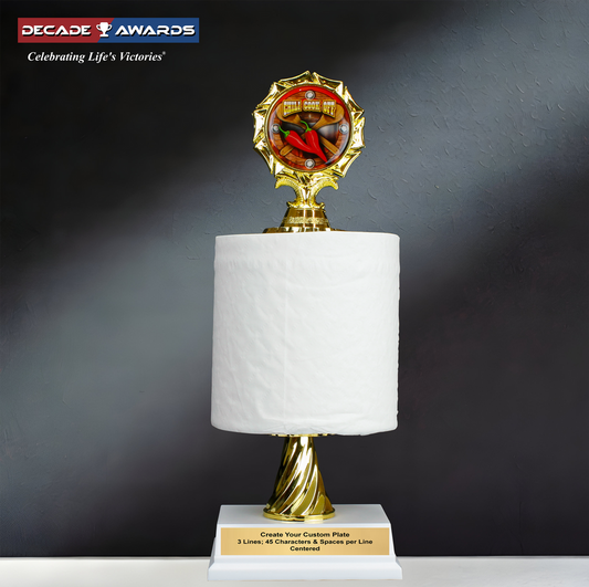 Spiciest Chili Cook Off Award with toilet paper trophy and free custom engraving by Decade Awards