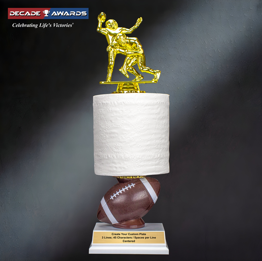 Personalized 13.75-inch Football Trophy - Sacked Last Place Toilet Paper Award of Shame for fantasy football losers