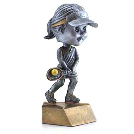 Tennis Bobblehead Trophy - Female / Male | Engraved Tennis Award - 6 Inch Tall Decade Awards