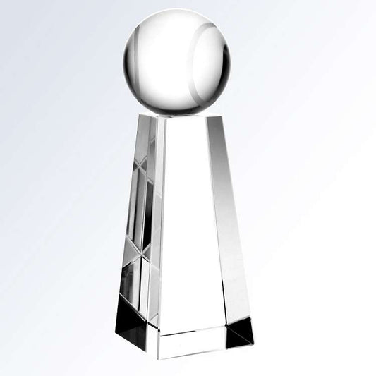 Tennis Crystal Tower Trophy | Engraved Crystal Tennis Award - 6", 7" or 8" Tall Decade Awards