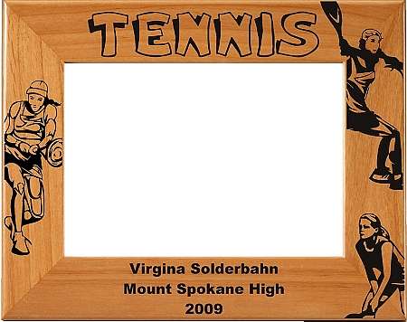 Tennis Female Picture Frame - Personalized | Laser Engraved Wood Frame - 3 Sizes Decade Awards
