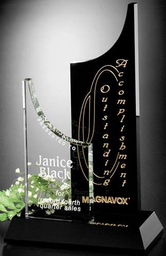 Tuxedo-Avalon Corporate Award | Engraved Black and Optical Crystal Award- 10" Tall Decade Awards