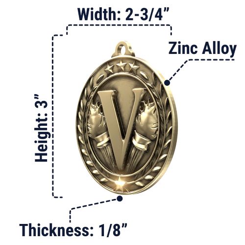 Victory Wreath Medal, Gold | Engraved Gold Champion Medal - 2.75 Inch Wide Decade Awards