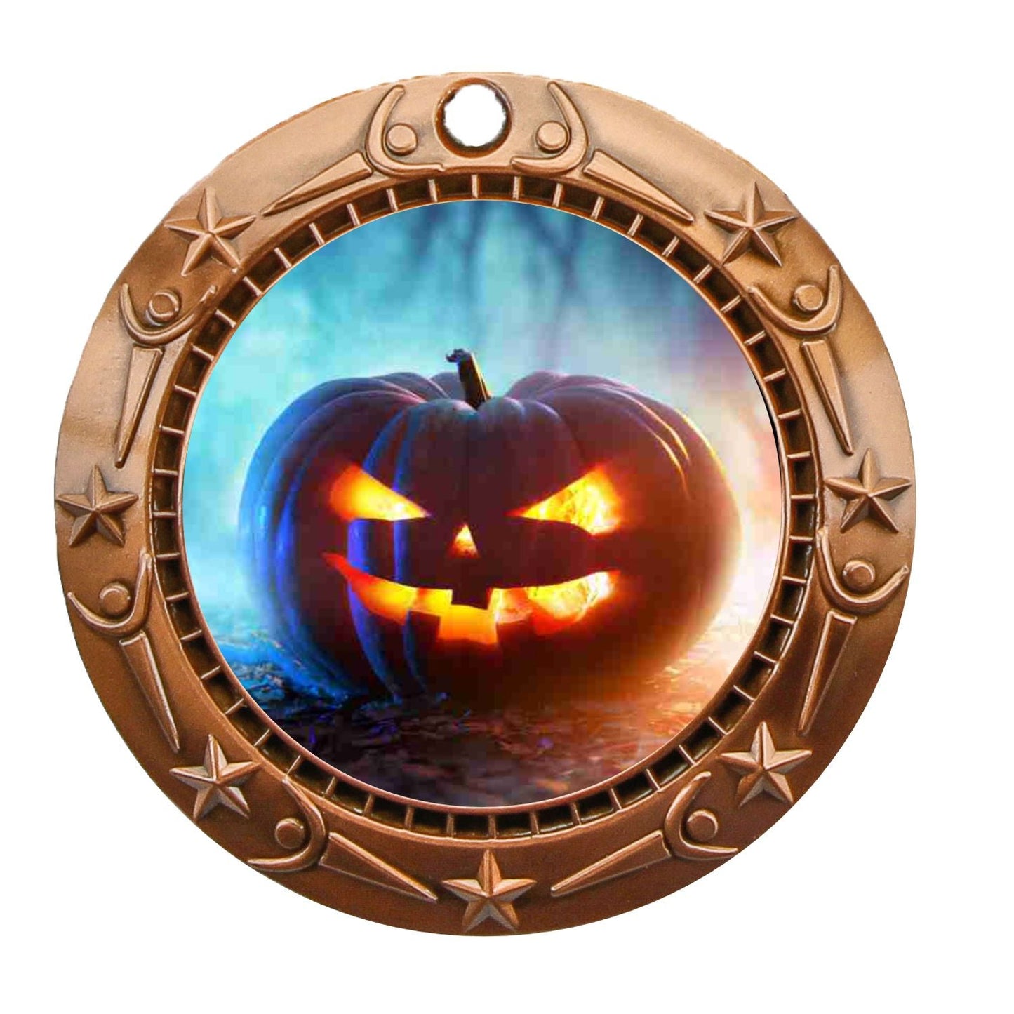 Halloween World Class Medal - Gold, Silver or Bronze | Engraved Pumpkin Medallion - 3 Inch Wide Decade Awards
- Bronze Halloween Medal