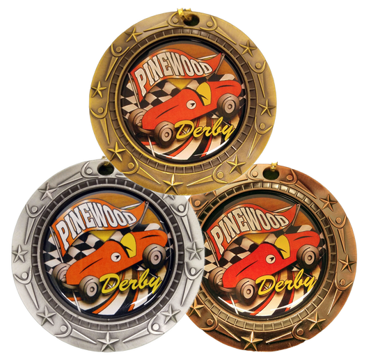 Personalized Racing Medal with Ribbon | Gold, Silver or Bronze | World Class Medal | 3 Inches Wide