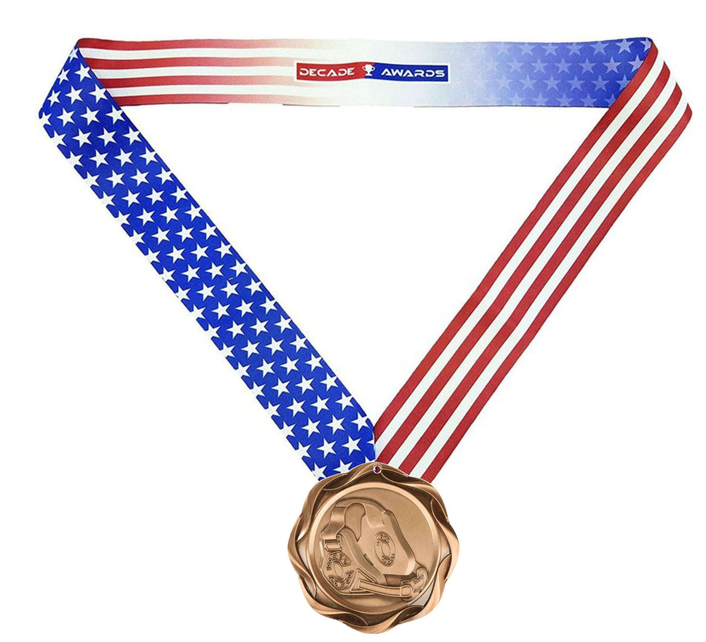 Wrestling Fusion Medal- Gold, Silver or Bronze | Engraved Wrestling Medallion - 3 Inch Wide Decade Awards