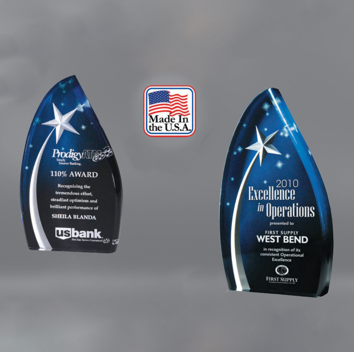 Star Field Acrylic Trophy | Personalized Corporate Award | 7.75 or 9.5 Inches Tall