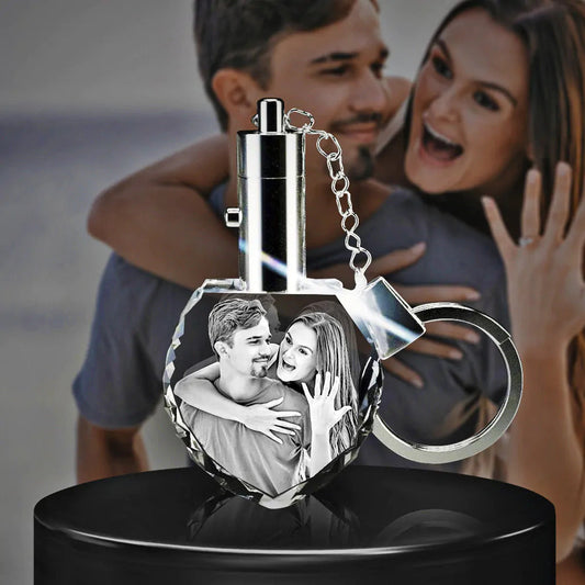 3D Crystal Heart Key Chain - 3D Crystal Custom Photo Gift Decade Awards