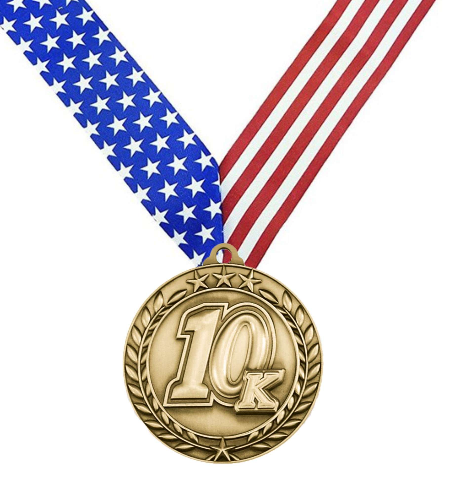 10K Wreath Medal - Gold | Engraved Gold 10K Medallion - 2.75 Inch Wide Decade Awards